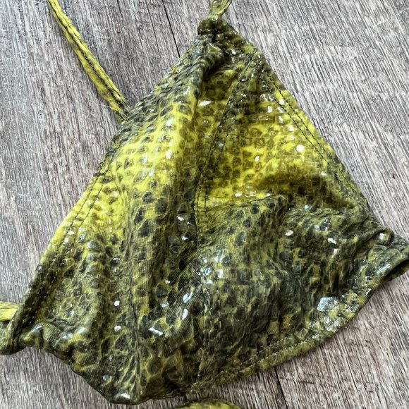 Sauvage Green Shiny Wrap Thong Bikini Set - Picture 9 of 15